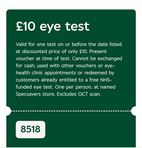 £10 eye test voucher specsavers.